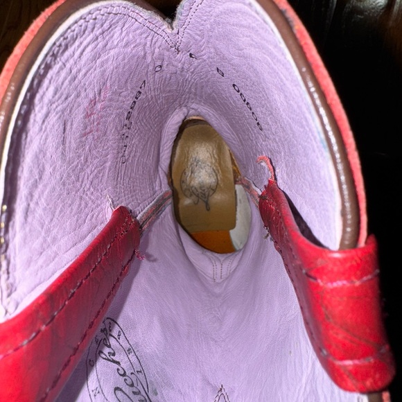 Lucchese Red Leather Cowboy Boots - Picture 14 of 14